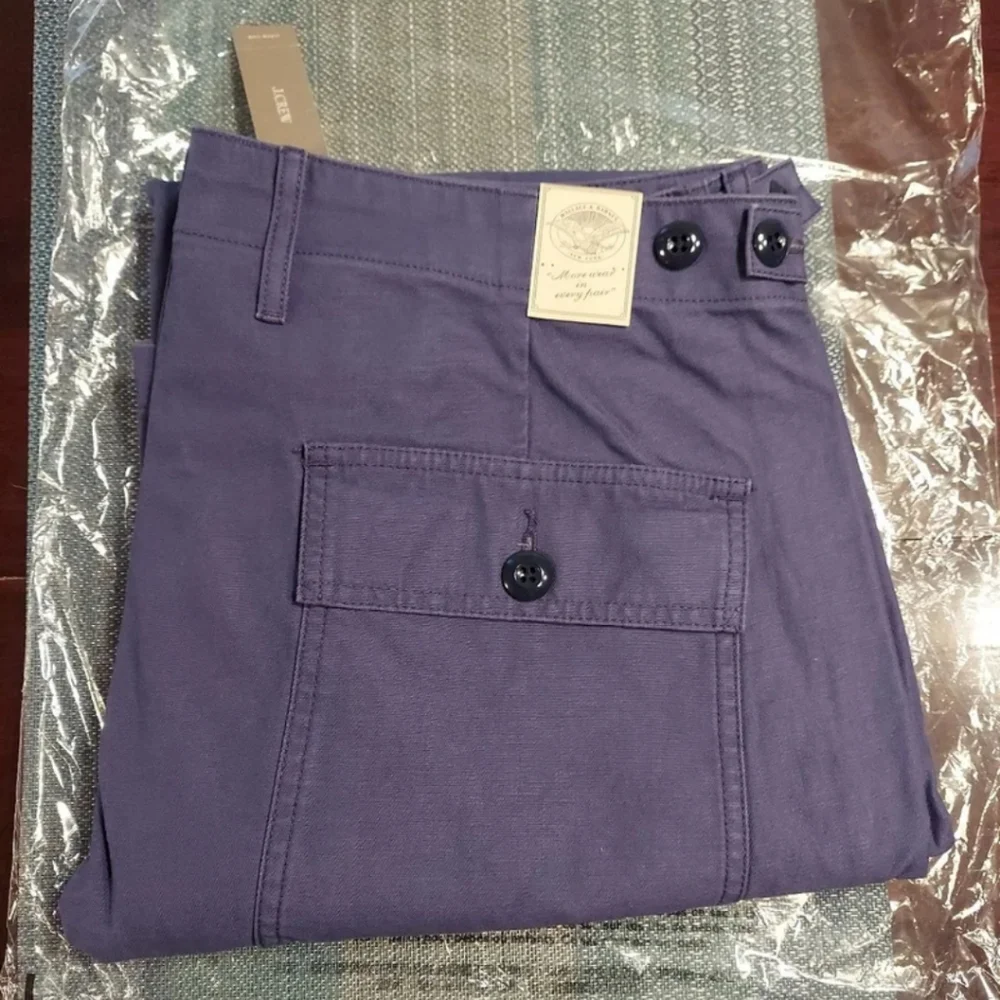 Wallace & Barnes X J. Crew Mens Military Camp Slub Pants 36/32 Blue NWT $98